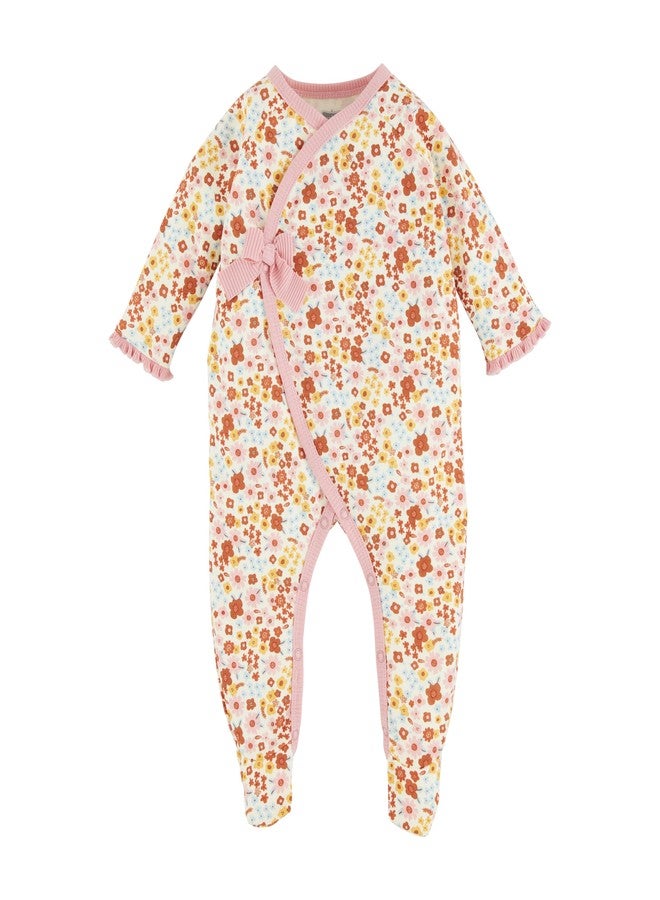 Mud Pie Baby Fall Floral Sleeper; 0-3M Pink